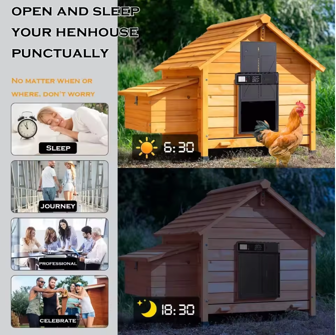 Automatische Kippenhok Deur – Aluminium Elektrische Hokdeur met Timer en Display