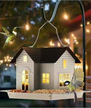 Zonne-energie Vogelvoeder Lantaarn – Hangende Metalen Tuin Feeder met Verlichting