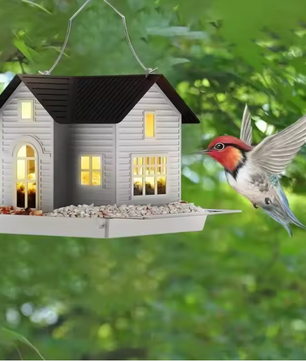Zonne-energie Vogelvoeder Lantaarn – Hangende Metalen Tuin Feeder met Verlichting