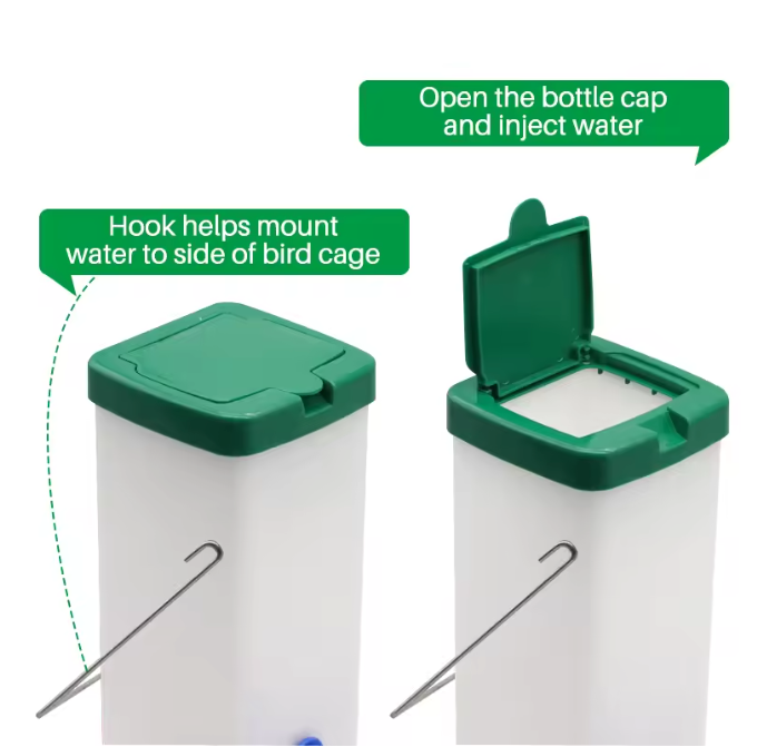 Konijnen Drinkfles 1000 ml met Drinkbak – Automatische Waterdispenser voor Konijnen, Kippen en Eenden