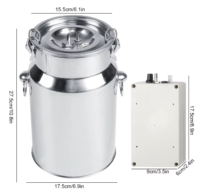 Elektrische Melkmachine 7L – Draagbare Geiten en Koeien Melker met Vacuümpomp