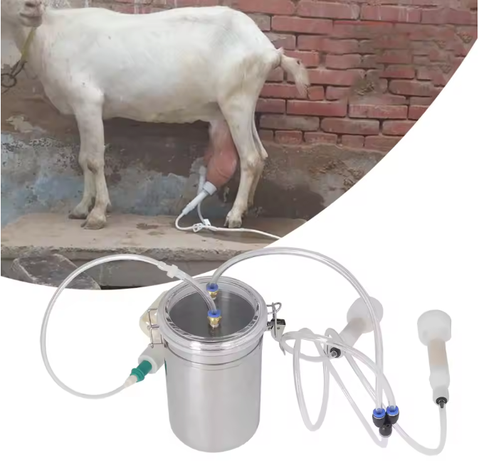 Handmatige Melkmachine 2L – Draagbare Melkset met RVS Fles voor Geiten en Schapen