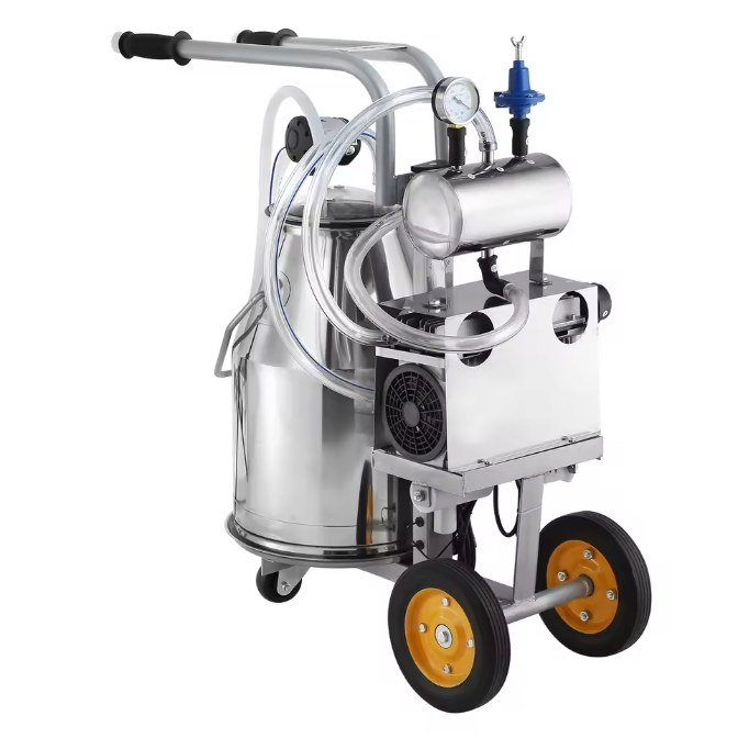 Elektrische Koe Melkmachine 25L – RVS Vacuüm Melker met Pulsatiesysteem en Kar