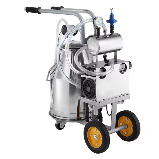 Elektrische Koe Melkmachine 25L – RVS Vacuüm Melker met Pulsatiesysteem en Kar