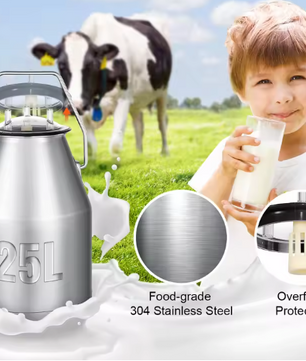 Elektrische Koe Melkmachine 25L – RVS Vacuüm Melker met Pulsatiesysteem en Kar