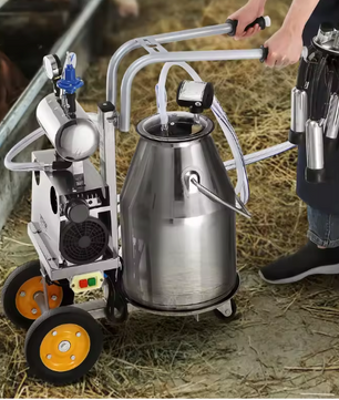 Elektrische Koe Melkmachine 25L – RVS Vacuüm Melker met Pulsatiesysteem en Kar