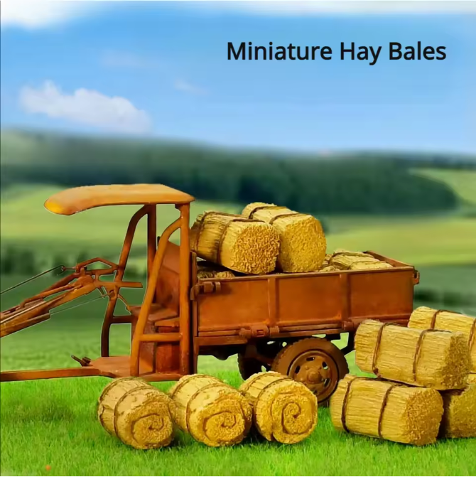 Set van 3 Mini Hooibalen – Miniatuur Strobalen voor Boerderij en Tuindecoratie