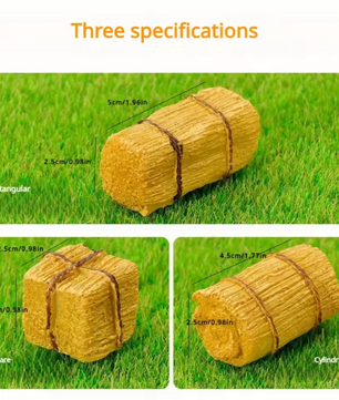 Set van 3 Mini Hooibalen – Miniatuur Strobalen voor Boerderij en Tuindecoratie