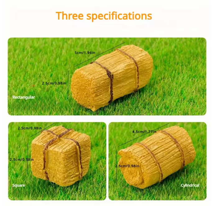 Set van 3 Mini Hooibalen – Miniatuur Strobalen voor Boerderij en Tuindecoratie