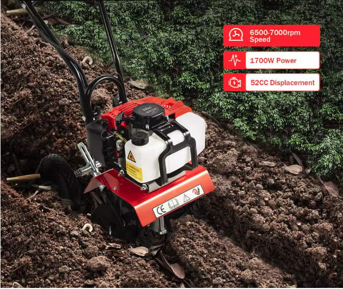 52CC Benzine Tuinfrees – Mini Cultivator Rotovator voor Tuin en Boerderij