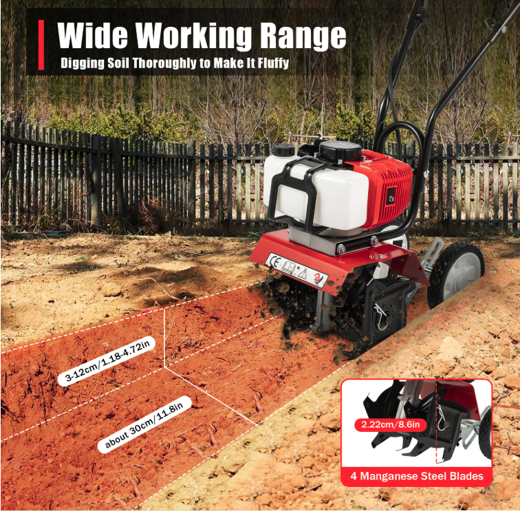 52CC Benzine Tuinfrees – Mini Cultivator Rotovator voor Tuin en Boerderij