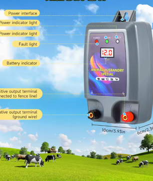 Schrikdraadapparaat 12V 1.5 Joule – Elektrische Afrastering Controller tot 15 km voor Vee en Dieren