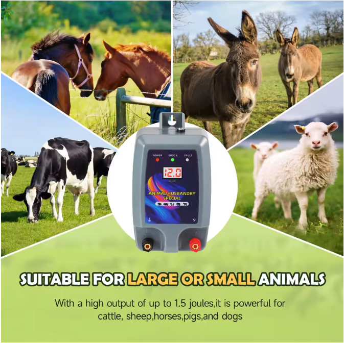 Schrikdraadapparaat 12V 1.5 Joule – Elektrische Afrastering Controller tot 15 km voor Vee en Dieren