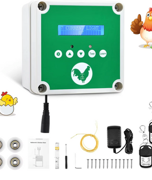 Automatische Kippenhokdeur met Afstandsbediening – Elektrische Hokdeuropener met Timer, Lichtsensor en Zonne-energie Optie