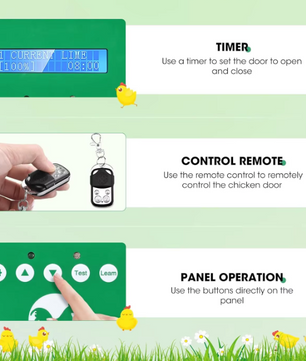 Automatische Kippenhokdeur met Afstandsbediening – Elektrische Hokdeuropener met Timer, Lichtsensor en Zonne-energie Optie
