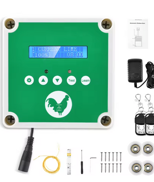 Automatische Kippenhokdeur met Afstandsbediening – Elektrische Hokdeuropener met Timer, Lichtsensor en Zonne-energie Optie