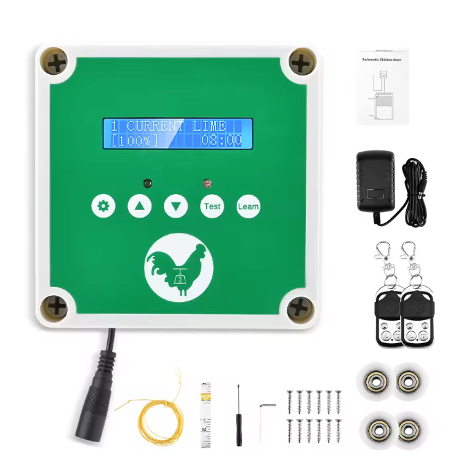 Automatische Kippenhokdeur met Afstandsbediening – Elektrische Hokdeuropener met Timer, Lichtsensor en Zonne-energie Optie