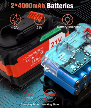 21V Accu Grastrimmer – Draadloze Bosmaaier met 2× 4000 mAh Batterijen en Multifunctionele Messen