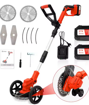 21V Accu Grastrimmer – Draadloze Bosmaaier met 2× 4000 mAh Batterijen en Multifunctionele Messen