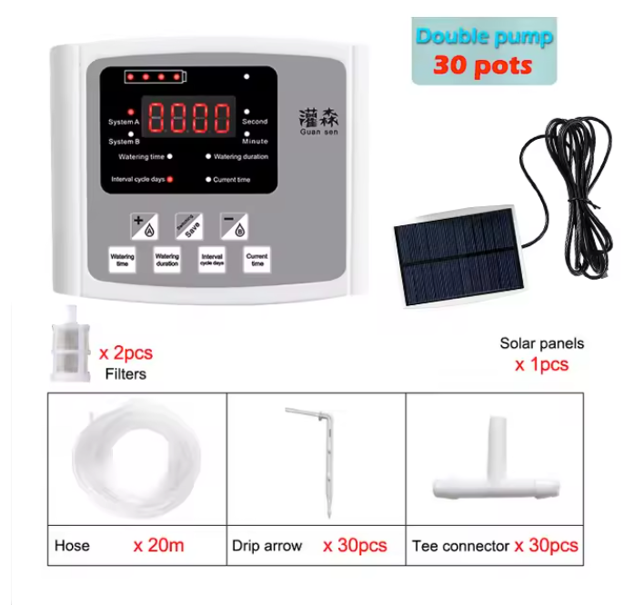 Automatisch Druppelirrigatiesysteem op Zonne-energie – Slimme Planten Bewateringscontroller met Timer