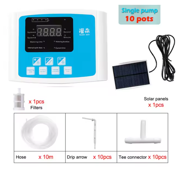 Automatisch Druppelirrigatiesysteem op Zonne-energie – Slimme Planten Bewateringscontroller met Timer