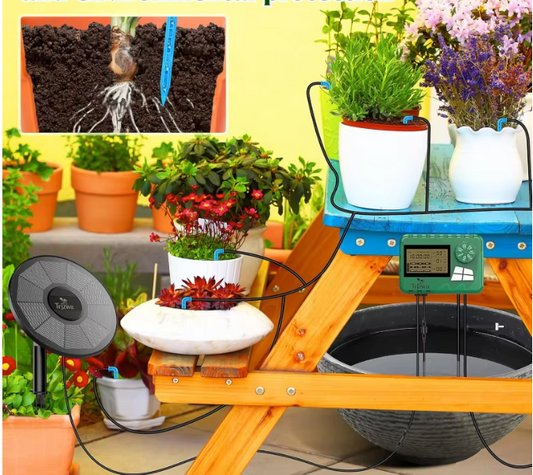 Zonne-energie Druppelirrigatiesysteem – Automatisch DIY Bewateringssysteem voor Tuin, Balkon en Kas