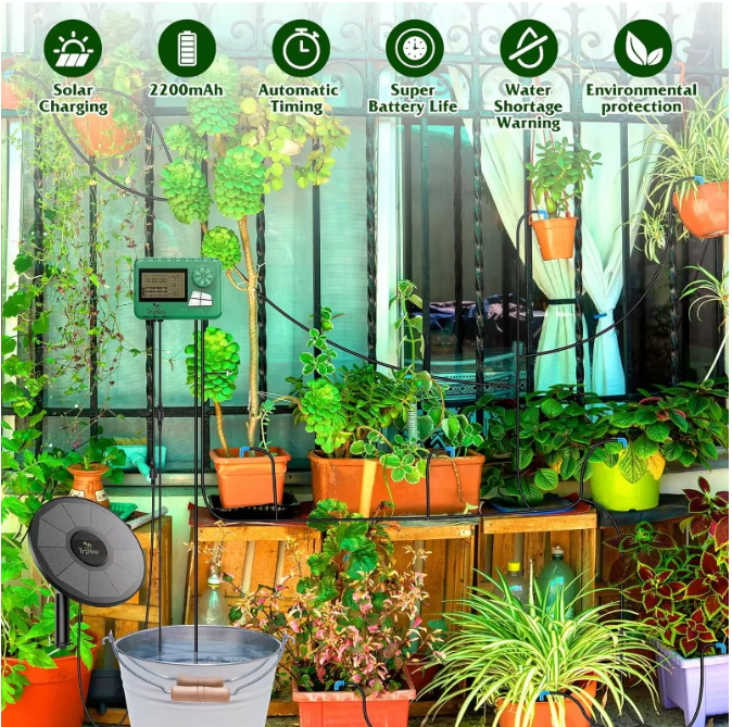 Zonne-energie Druppelirrigatiesysteem – Automatisch DIY Bewateringssysteem voor Tuin, Balkon en Kas