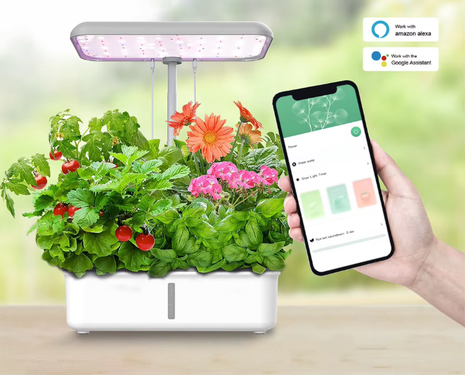 Slim Hydrocultuur Kweeksysteem met LED Groeilamp – WiFi Indoor Kruidentuin met Zelfbewatering