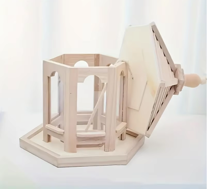 Hangend Houten Vogelhuis met Voeder- en Watersysteem – Decoratieve Vogelvoeder voor Tuin en Balkon