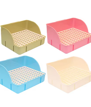 Hoektoilet voor Konijnen en Knaagdieren – Kooi Toiletbak met Rooster