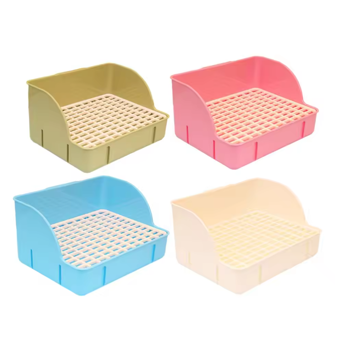 Hoektoilet voor Konijnen en Knaagdieren – Kooi Toiletbak met Rooster