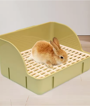 Hoektoilet voor Konijnen en Knaagdieren – Kooi Toiletbak met Rooster