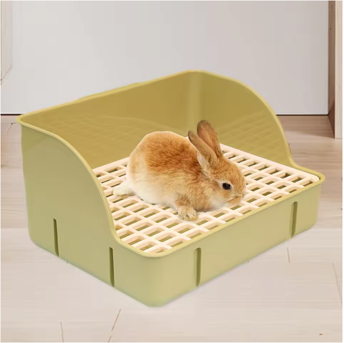 Hoektoilet voor Konijnen en Knaagdieren – Kooi Toiletbak met Rooster