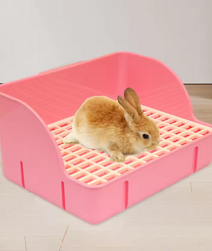 Hoektoilet voor Konijnen en Knaagdieren – Kooi Toiletbak met Rooster