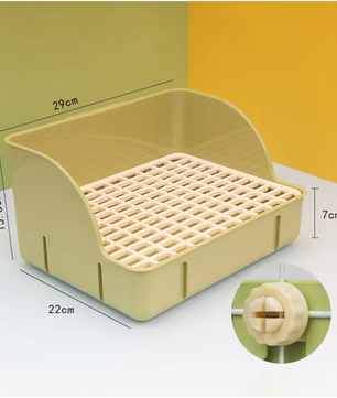 Hoektoilet voor Konijnen en Knaagdieren – Kooi Toiletbak met Rooster