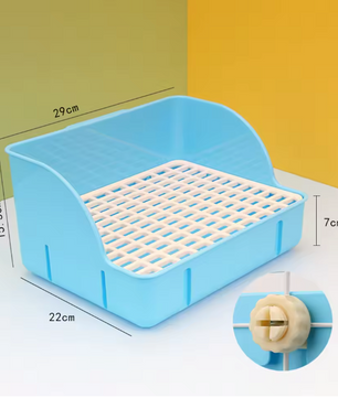 Hoektoilet voor Konijnen en Knaagdieren – Kooi Toiletbak met Rooster