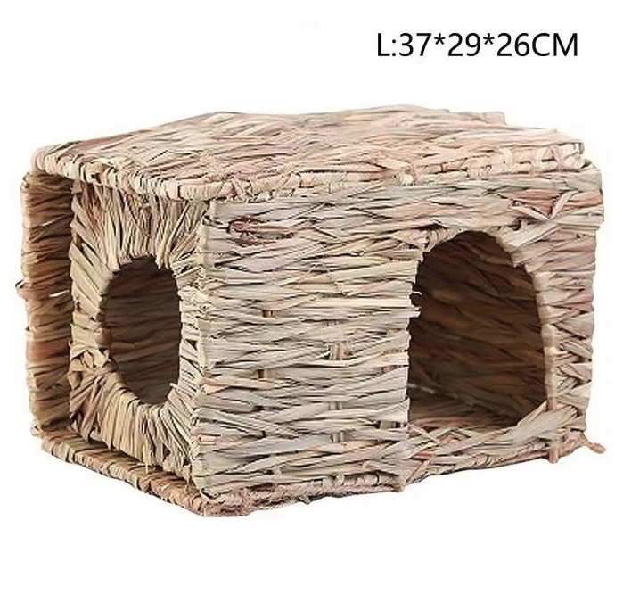 Opvouwbaar Geweven Huis voor Kleine Dieren – Konijnen, Cavia’s en Hamsters – Natuurlijke Kauwmat en Schuilplek