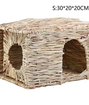 Opvouwbaar Geweven Huis voor Kleine Dieren – Konijnen, Cavia’s en Hamsters – Natuurlijke Kauwmat en Schuilplek