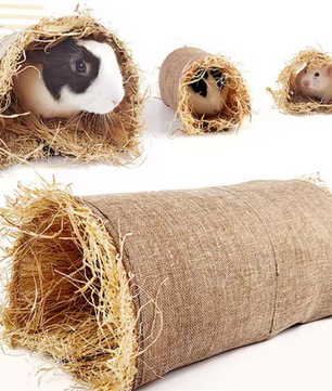 Opvouwbaar Geweven Huis voor Kleine Dieren – Konijnen, Cavia’s en Hamsters – Natuurlijke Kauwmat en Schuilplek