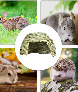 Natuurlijk Grashuis voor Konijnen en Knaagdieren – Opvouwbare Schuilplaats en Speelhuis