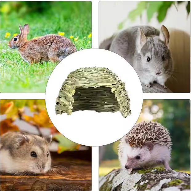 Natuurlijk Grashuis voor Konijnen en Knaagdieren – Opvouwbare Schuilplaats en Speelhuis