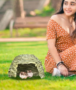 Natuurlijk Grashuis voor Konijnen en Knaagdieren – Opvouwbare Schuilplaats en Speelhuis