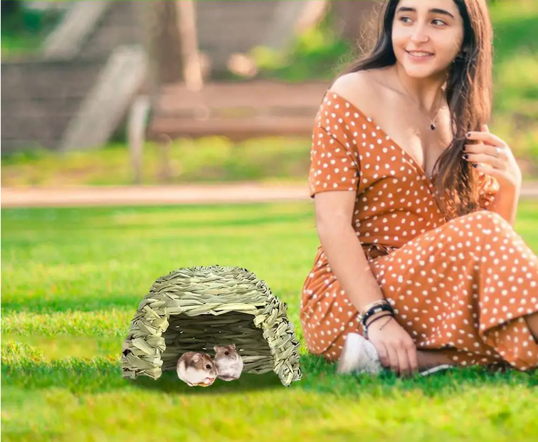 Natuurlijk Grashuis voor Konijnen en Knaagdieren – Opvouwbare Schuilplaats en Speelhuis