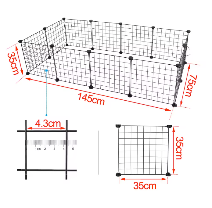 Modulaire Dierenren voor Kleine Huisdieren – Metalen Draad Puppybox met 12 Panelen