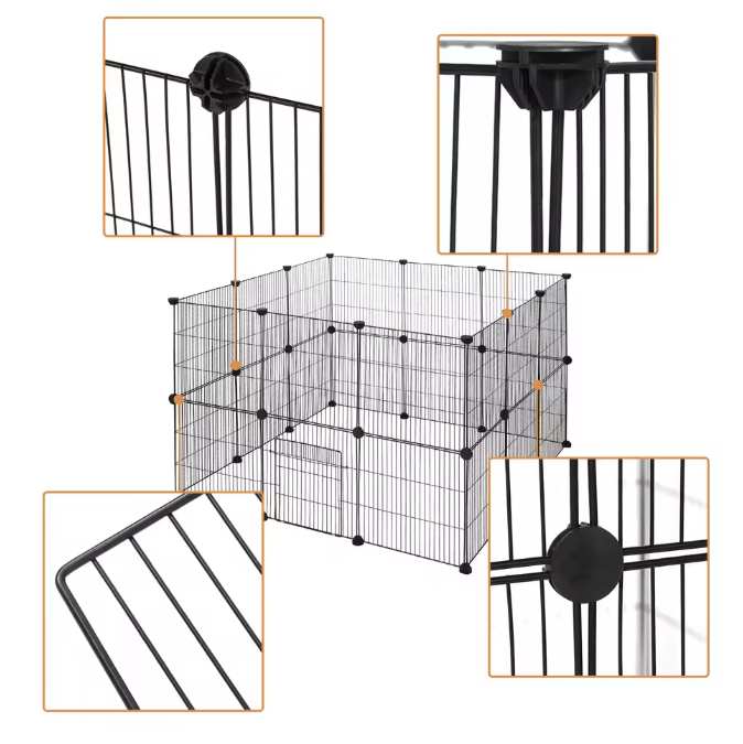 Modulaire Dierenren met Deur – Metalen Puppybox voor Konijnen, Kittens en Knaagdieren