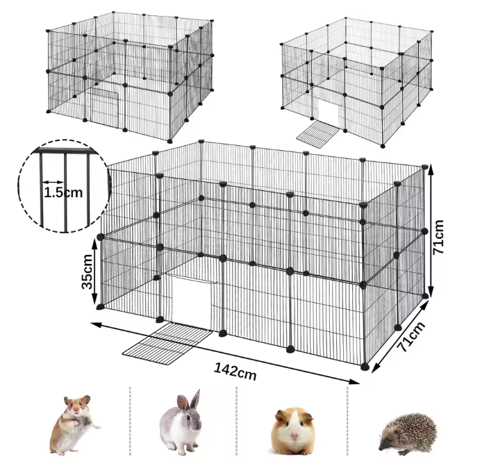 Modulaire Dierenren met Deur – Metalen Puppybox voor Konijnen, Kittens en Knaagdieren