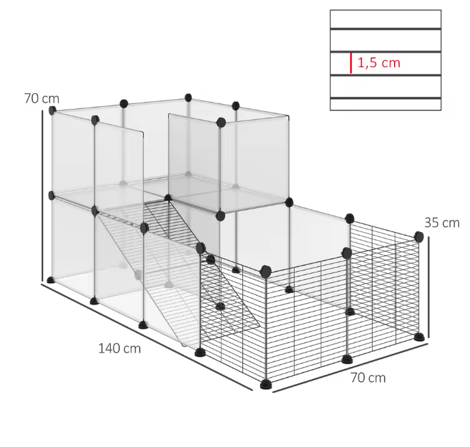 Modulaire Dierenren voor Kleine Huisdieren – Transparante Panelen Knaagdierkooi