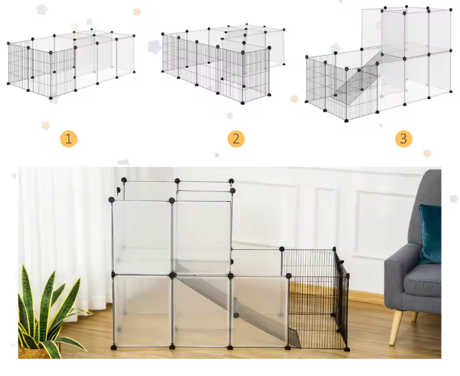 Modulaire Dierenren voor Kleine Huisdieren – Transparante Panelen Knaagdierkooi