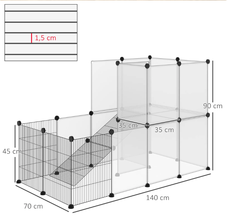 Modulaire Dierenren voor Kleine Huisdieren – Transparante Panelen Knaagdierkooi