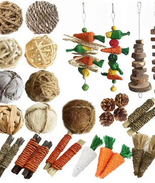 Natuurlijk Kauwspeelgoed voor Konijnen en Knaagdieren – Handgeweven Stro en Rotan Speelbal